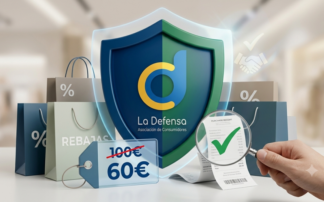 Rebajas 2026. Escudo La Defensa protegiendo derechos consumidor en rebajas